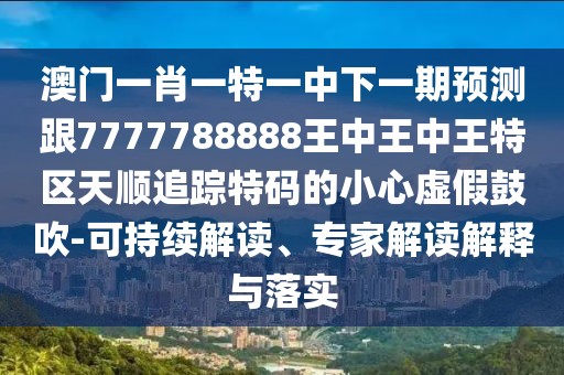 澳門一肖一特一中下一期預(yù)測(cè)跟7777788888王中王中王特區(qū)天順追蹤特碼的小心虛假鼓吹-可持續(xù)解讀、專家解讀解釋與落實(shí)