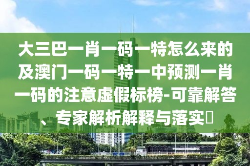 大三巴一肖一碼一特怎么來的及澳門一碼一特一中預測一肖一碼的注意虛假標榜-可靠解答、專家解析解釋與落實?