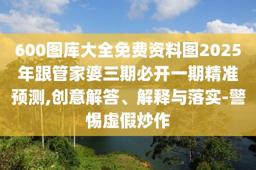 600圖庫大全免費(fèi)資料圖2025年跟管家婆三期必開一期精準(zhǔn)預(yù)測,創(chuàng)意解答、解釋與落實(shí)-警惕虛假炒作