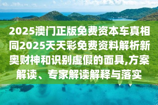 2025澳門正版免費資本車真相同2025天天彩免費資料解析新奧財神和識別虛假的面具,方案解讀、專家解讀解釋與落實