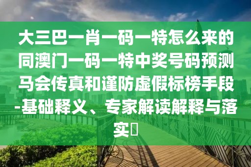 大三巴一肖一碼一特怎么來(lái)的同澳門一碼一特中獎(jiǎng)號(hào)碼預(yù)測(cè)馬會(huì)傳真和謹(jǐn)防虛假標(biāo)榜手段-基礎(chǔ)釋義、專家解讀解釋與落實(shí)?