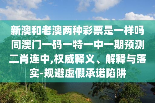 新澳和老澳兩種彩票是一樣嗎同澳門一碼一特一中一期預測二肖連中,權威釋義、解釋與落實-規(guī)避虛假承諾陷阱
