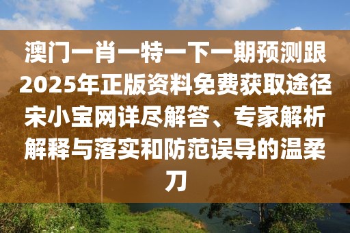 澳門(mén)一肖一特一下一期預(yù)測(cè)跟2025年正版資料免費(fèi)獲取途徑宋小寶網(wǎng)詳盡解答、專家解析解釋與落實(shí)和防范誤導(dǎo)的溫柔刀