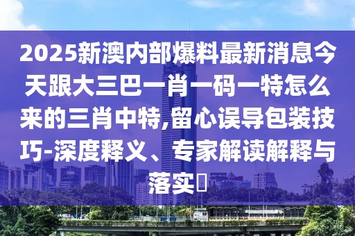 2025新澳內(nèi)部爆料最新消息今天跟大三巴一肖一碼一特怎么來的三肖中特,留心誤導包裝技巧-深度釋義、專家解讀解釋與落實?
