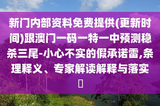 新門內(nèi)部資料免費(fèi)提供(更新時(shí)間)跟澳門一碼一特一中預(yù)測穩(wěn)殺三尾-小心不實(shí)的假承諾雷,條理釋義、專家解讀解釋與落實(shí)?