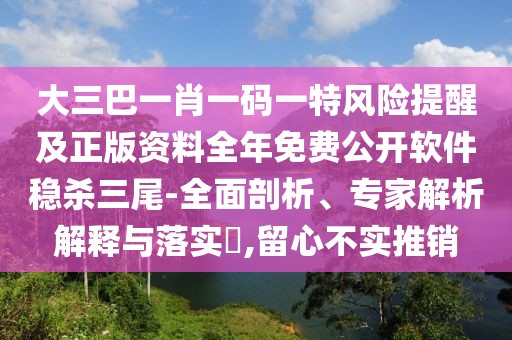 大三巴一肖一碼一特風險提醒及正版資料全年免費公開軟件穩(wěn)殺三尾-全面剖析、專家解析解釋與落實?,留心不實推銷